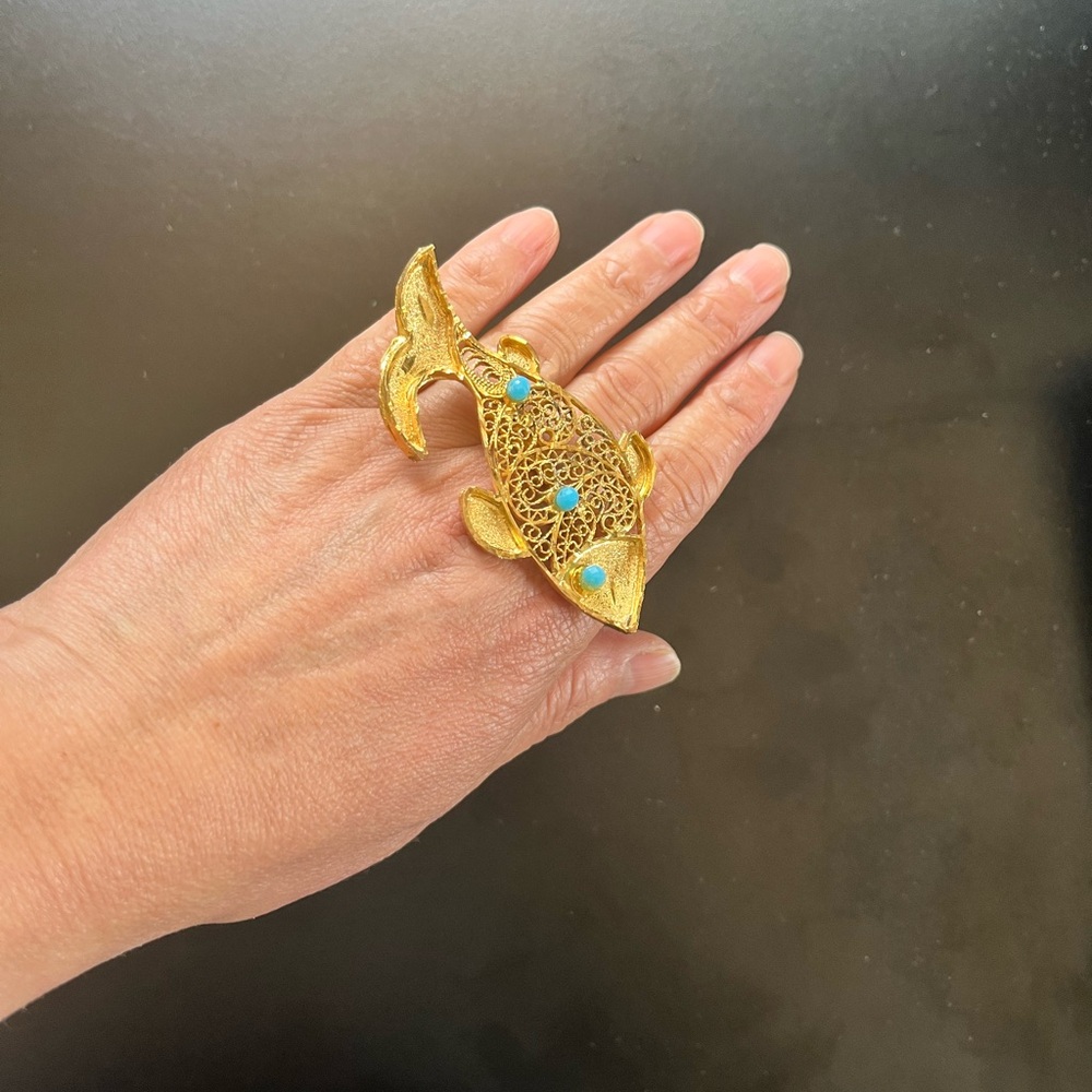 Gold Fish Statement Ring - image 2